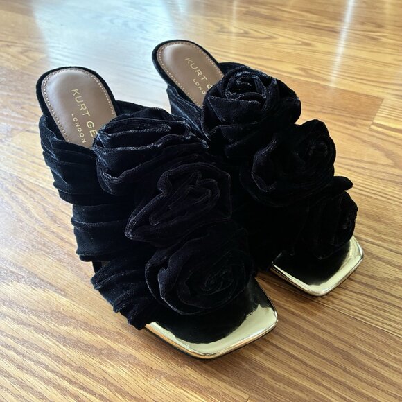 KURT GEIGER LONDON BLOOM MULE BLACK VELVET HEELS - Picture 5 of 10